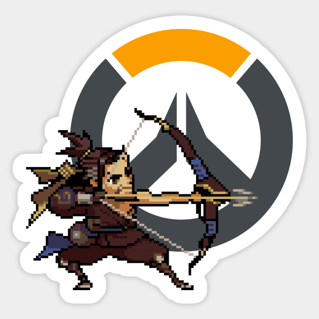 Overwatch - 16-Bit Hanzo W/ Logo Sticker by wyckedguitarist